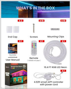 120V Smart RGB LED Neon Rope Light, IP65, 16M Colors, Voice Control
