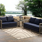 Surge Swirl Abstract Indoor and Outdoor Area Rug | Light and Dark Beige | 5X8 &amp; 8X10 Size Options | Tight Low Pile Weave | Gripping Rubber Underside | 100% Soft Polypropylene | Pack Of 2 image 8