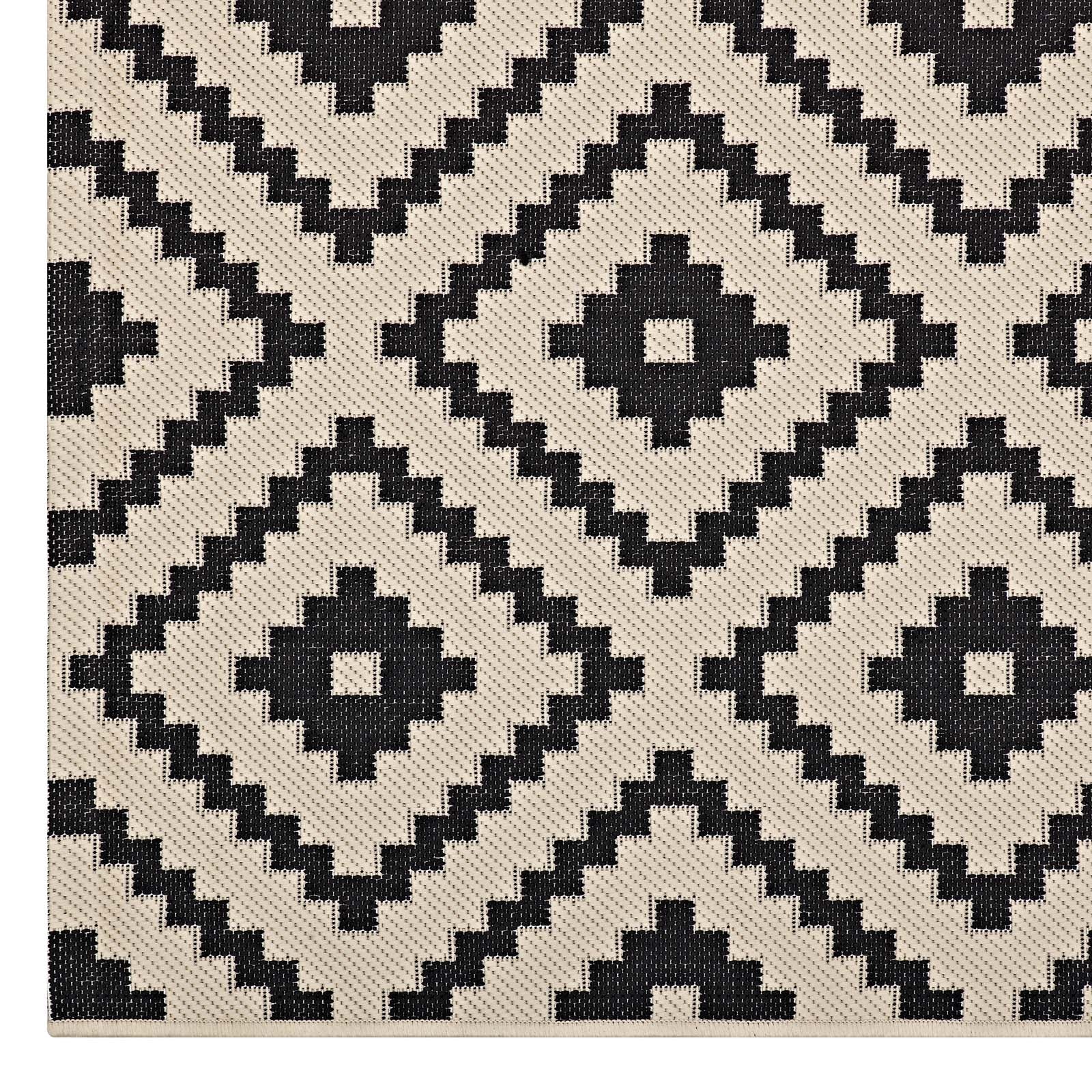 Perplex Geometric Diamond Trellis Indoor and Outdoor Area Rug | Black and Beige | 5X8 &amp; 8X10 Size Options | Tight Low Pile Weave | Gripping Rubber Underside | 100% Soft Polypropylene | Pack Of 2 image 3