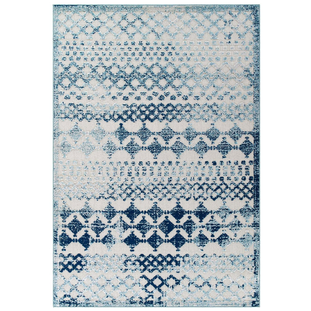 Reflect Giada Abstract Diamond Moroccan Trellis Indoor/Outdoor Area Rug | Ivory and Blue  | 5X8 &amp; 8X10 Size Options | Tight Low Pile Weave | Gripping Rubber Underside | 100% Polypropylene | Pack Of 2 image 1