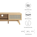 Soma 60" TV Stand | Oak &amp; Walnut Finish Options | Contemporary TV Stand | Natural Rattan Weave | MDF and Particleboard | Cable Management Holes | Sliding Doors image 2