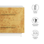 Modern Abel Nightstand with 2 Drawers – White Bleached Burl Wood Finish image 8