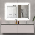 LED Bathroom Mirror 60x40 Inch Front &amp; Backlit Lights Vanity Mirror, Wall Mounted Anti-Fog Dimmable LED Makeup Mirror, IP54 3K-6K Warm/Natural/Daylight, Tempered Glass (Horizontal/Vertical) UL image 0