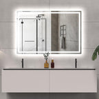 LED Bathroom Mirror 60x40 Inch Front &amp; Backlit Lights Vanity Mirror, Wall Mounted Anti-Fog Dimmable LED Makeup Mirror, IP54 3K-6K Warm/Natural/Daylight, Tempered Glass (Horizontal/Vertical) UL image 0