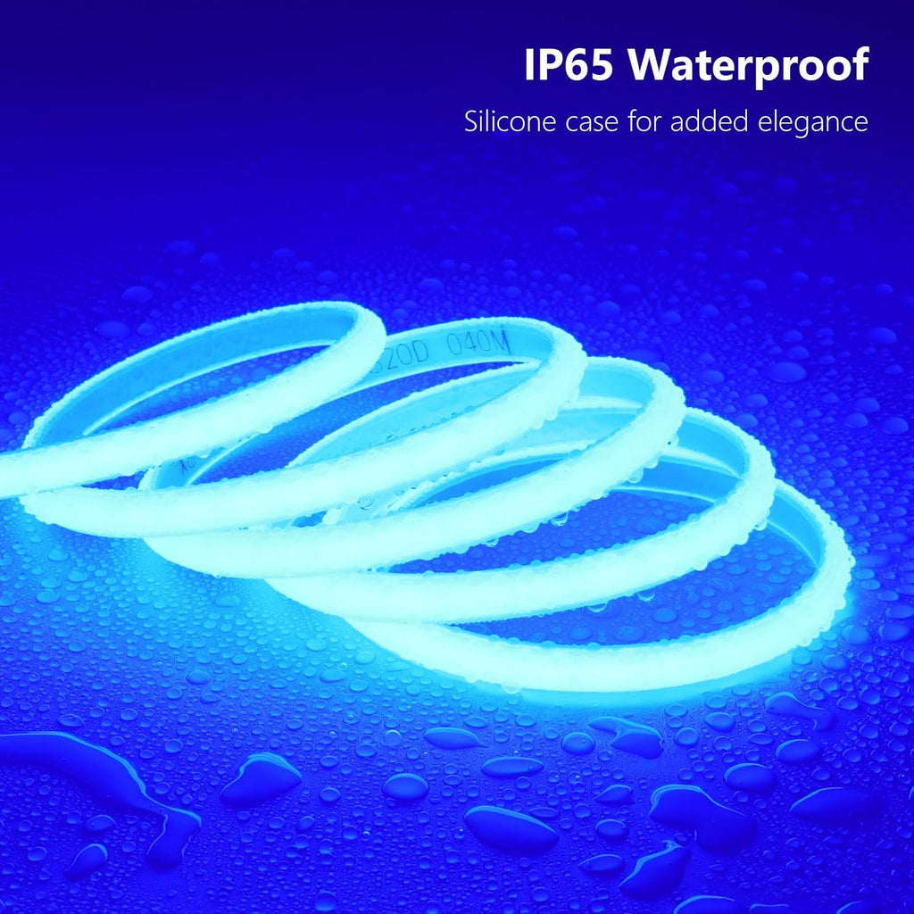 COB LED Rope Light AC 120V | 800lm Ultra Bright | IP65 Waterproof Cold-Resistant ETL Neon Strip | No Driver Tape Lighting for Home Commercial | Ice Blue image 6