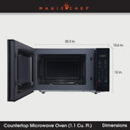 Magic Chef 1.1 Cu. Ft Countertop Microwave | 1000 Watt | Black with Gray Cavity Or Stainless Steel Color Options | Digital Display | 6 Auto Cooking Modes | Child Lock | Auto Defrost Modes image 10