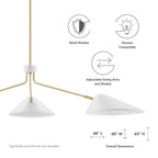 Journey 3-Light 14" Arm Pendant | Black &amp; White Color Options | Ideal for dining room, living room, or bedroom image 2