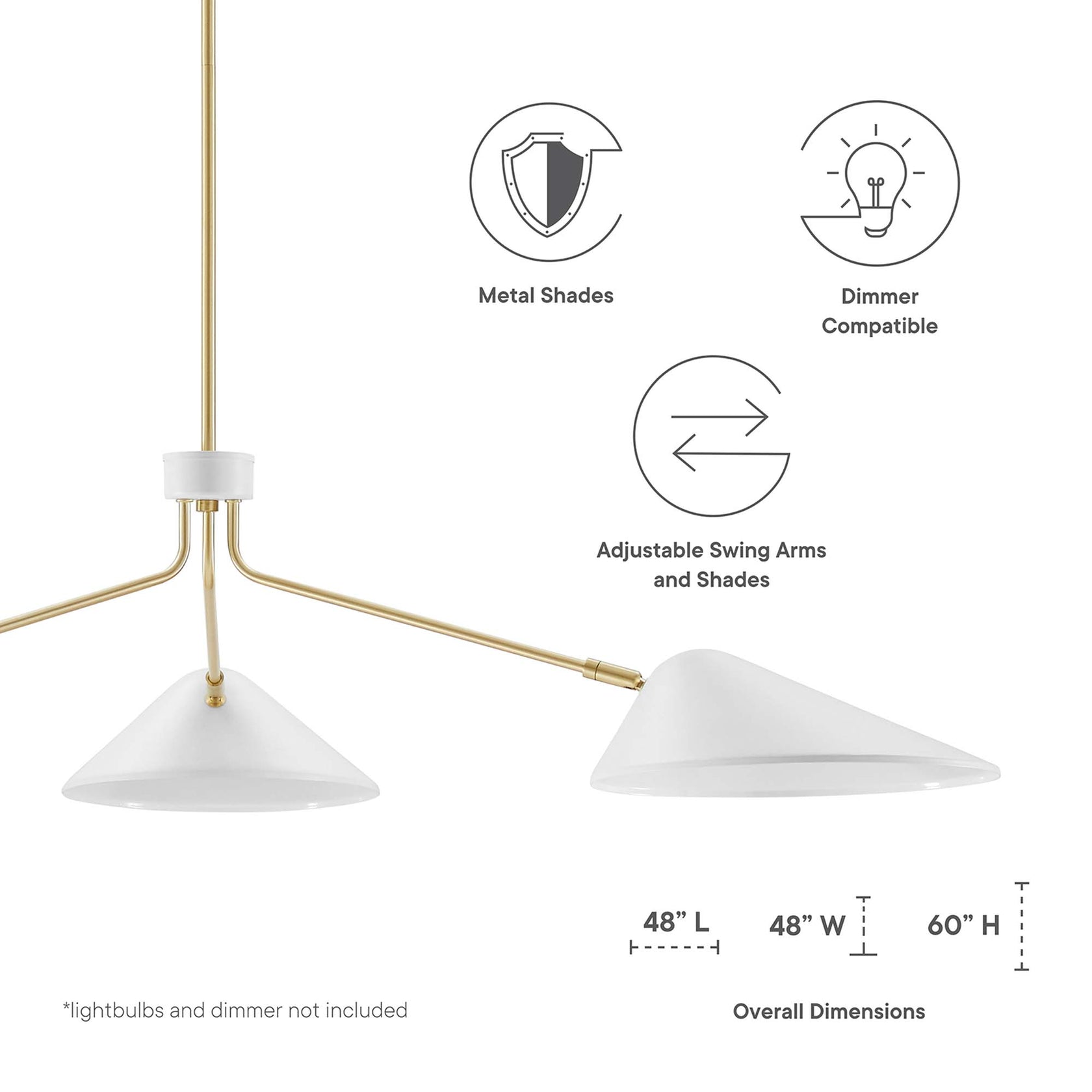 Journey 3-Light 14" Arm Pendant | Black &amp; White Color Options | Ideal for dining room, living room, or bedroom image 2