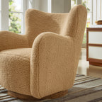 Montrose Wingback Sherpa Swivel Accent Chair in Camel Walnut image 1