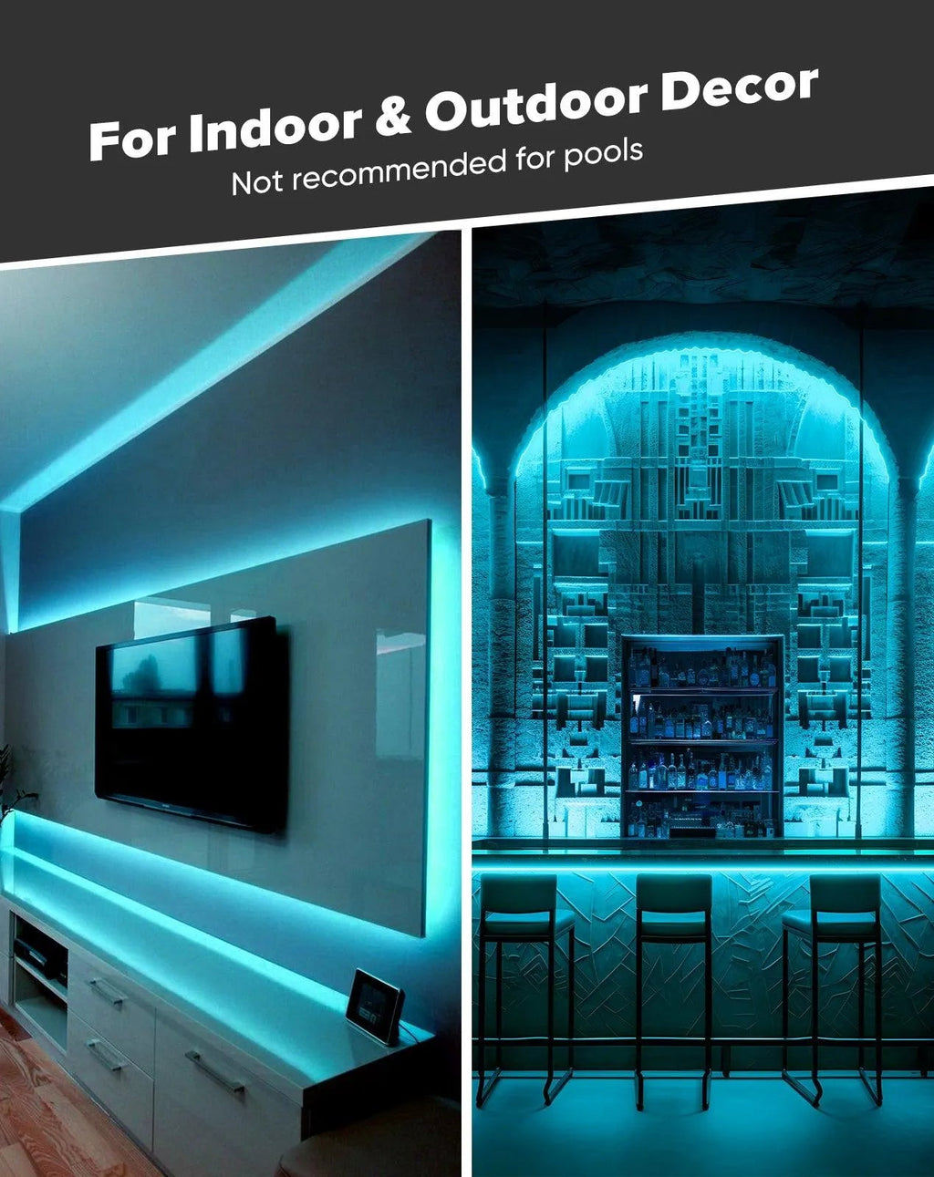 COB LED Rope Light AC 120V | 800lm Ultra Bright | IP65 Waterproof Cold-Resistant ETL Neon Strip | No Driver Tape Lighting for Home Commercial | Ice Blue image 5