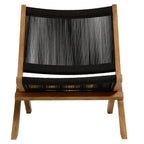Vienna 3-Piece Outdoor Patio Folding Lounge Chair and Side Table Set in Teak and Rope image 1