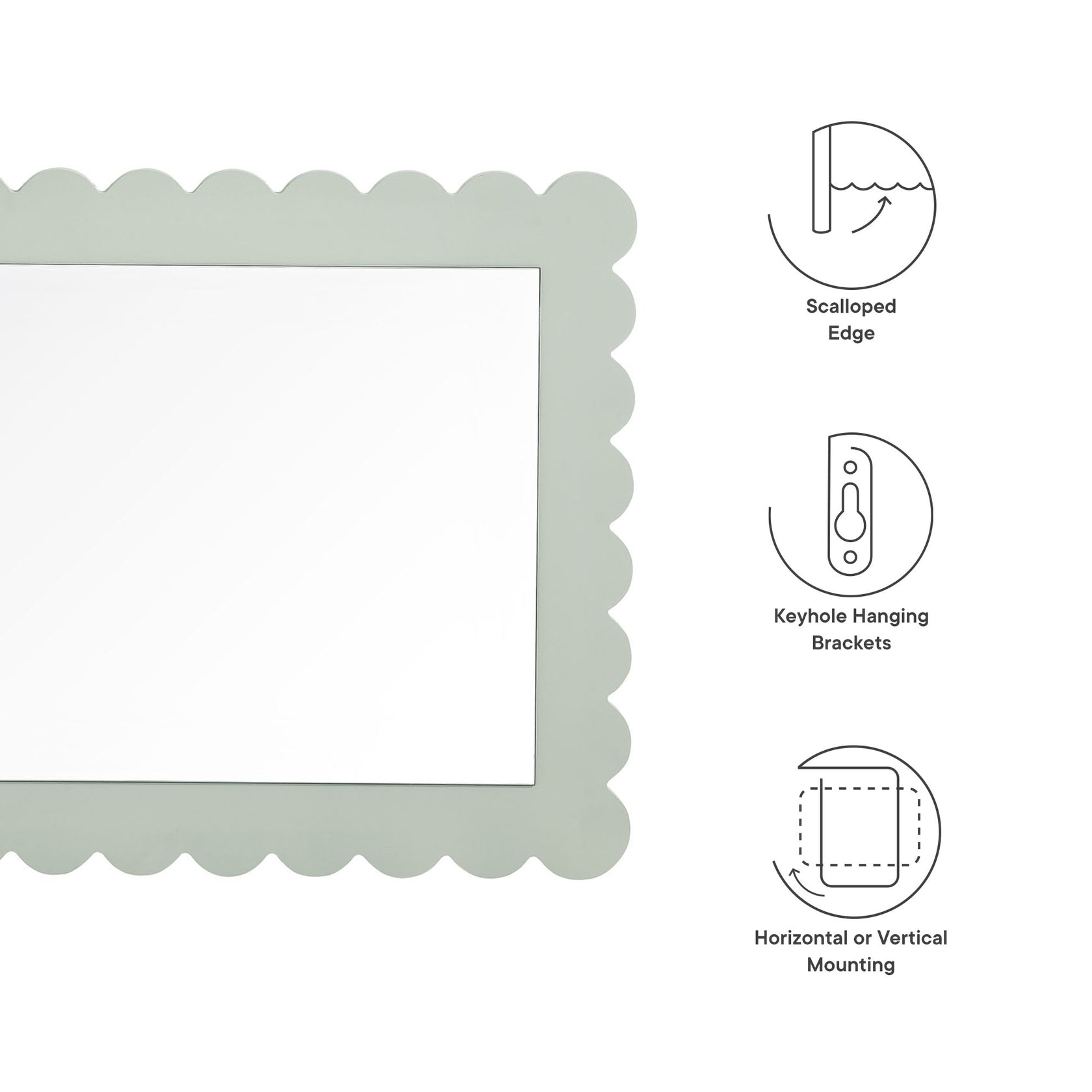 Rectangle Wall Mirror | Emmeline Scalloped Series | Pack Of 3 image 7
