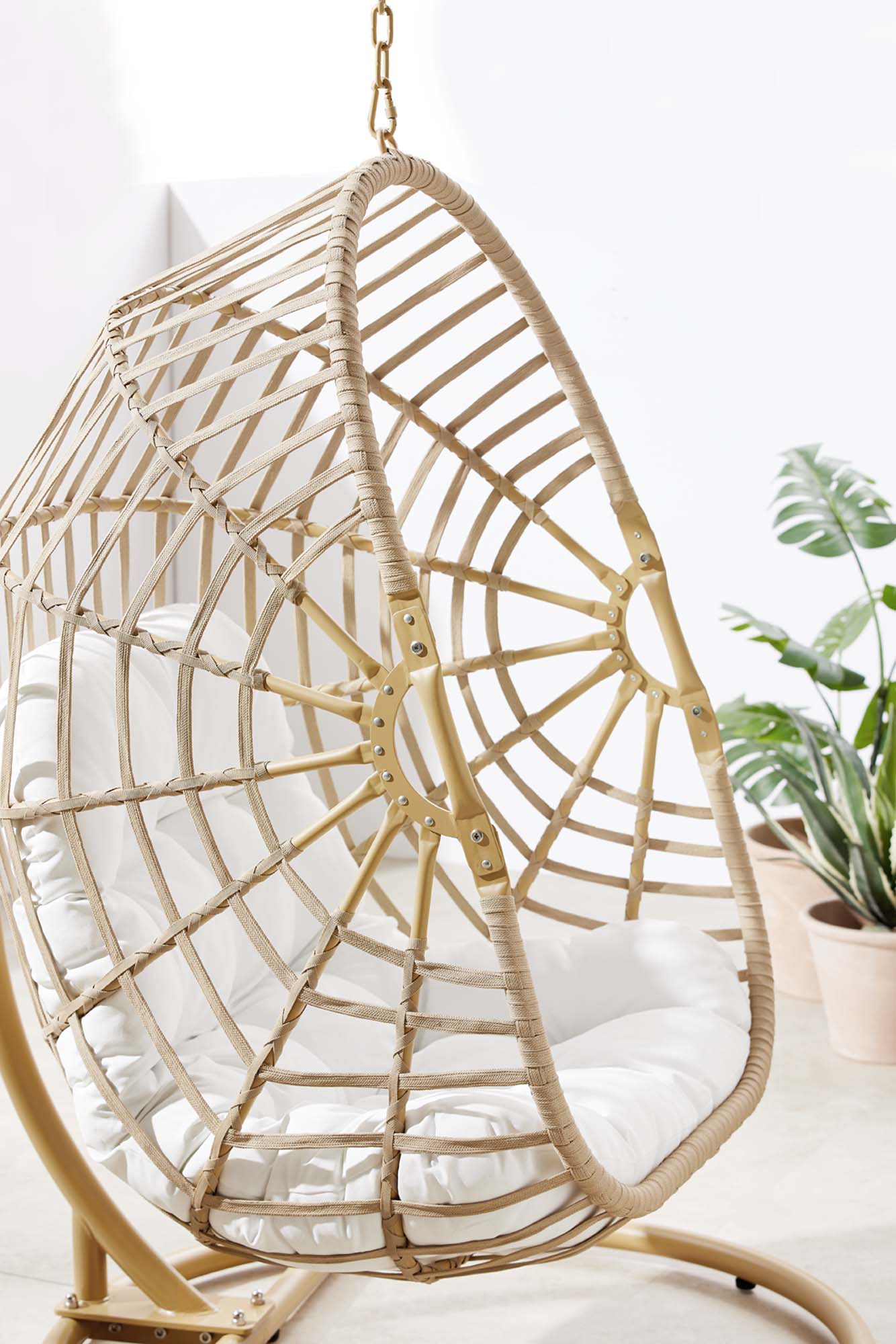 Amalie Wicker Rattan Outdoor Patio Swing Chair in Natural White image 3
