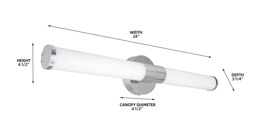 24" LED Bathroom Vanity Linear Light | 25 Watt | VL02 Series | Brushed Nickel | CCT Tuneable 3000K/4000K/5000K | 0-10V Dimmable | ETL, Energy Star | Pack Of 6 image 2