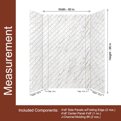 Argyle Shower Wall Tiles For Shower and Tub Surrounds | Glue Up Easy To Install | 3 Wall Set image 5