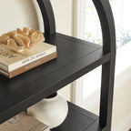 Vexley 60 Inch Arched Bookshelf  | Natural, Black &amp; Walnut Color Options| Pine Wood Frame | Sculptural Arched Silhouette | 4 Pine Veneer Shelves image 4