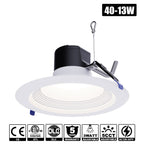 6", 8", 10" LED Downlight | 0-10V Dimmable | 13W - 40W Wattage Tuneable | 2700K/3000K/3500K/4000K/5000K 5 CCT Changeable | Baffle Trim | Damp Rated
