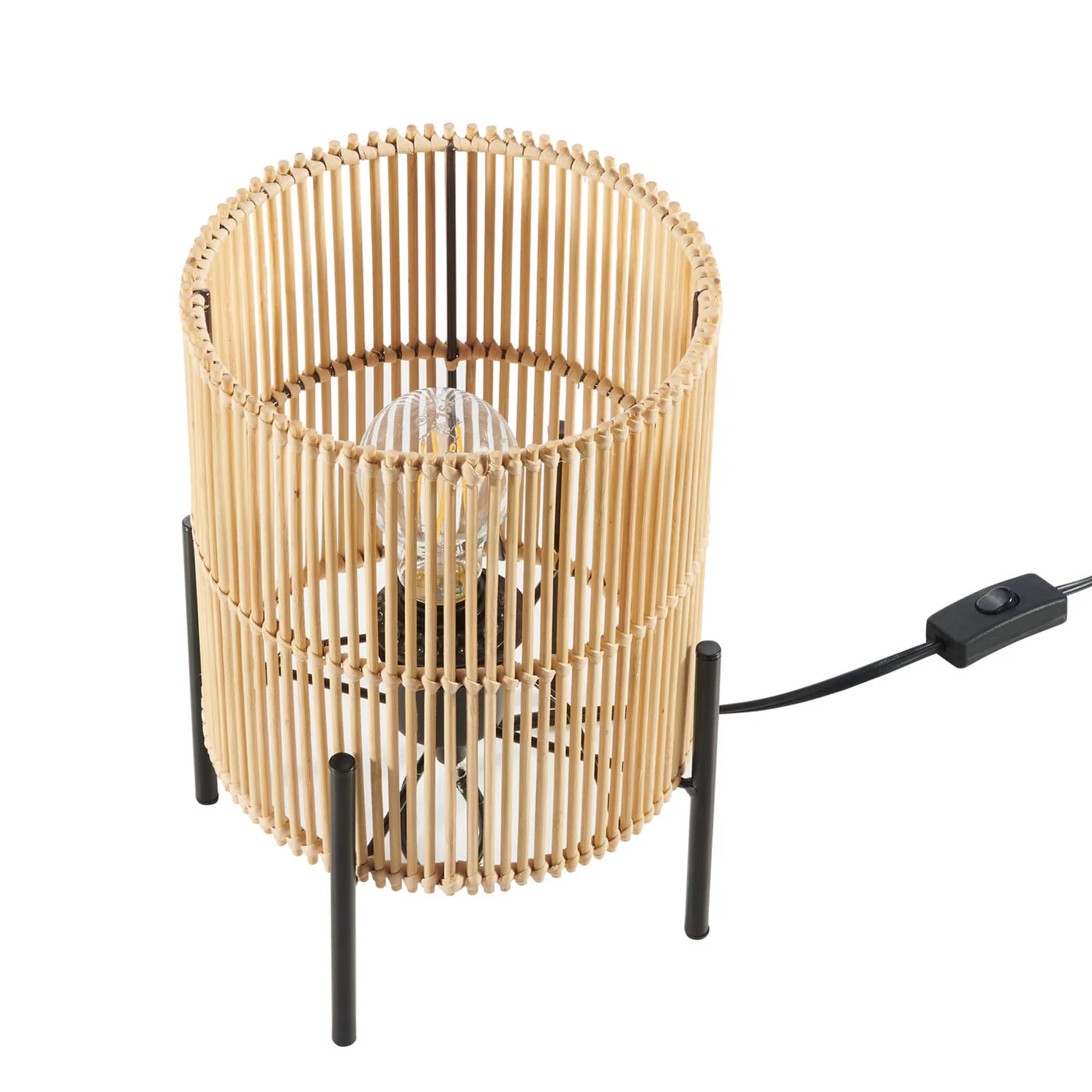 Casen Natural Bamboo Table Lamp | Cylindrical Open-Weave Bamboo Shade | E26 Base | Pack of 2 image 4