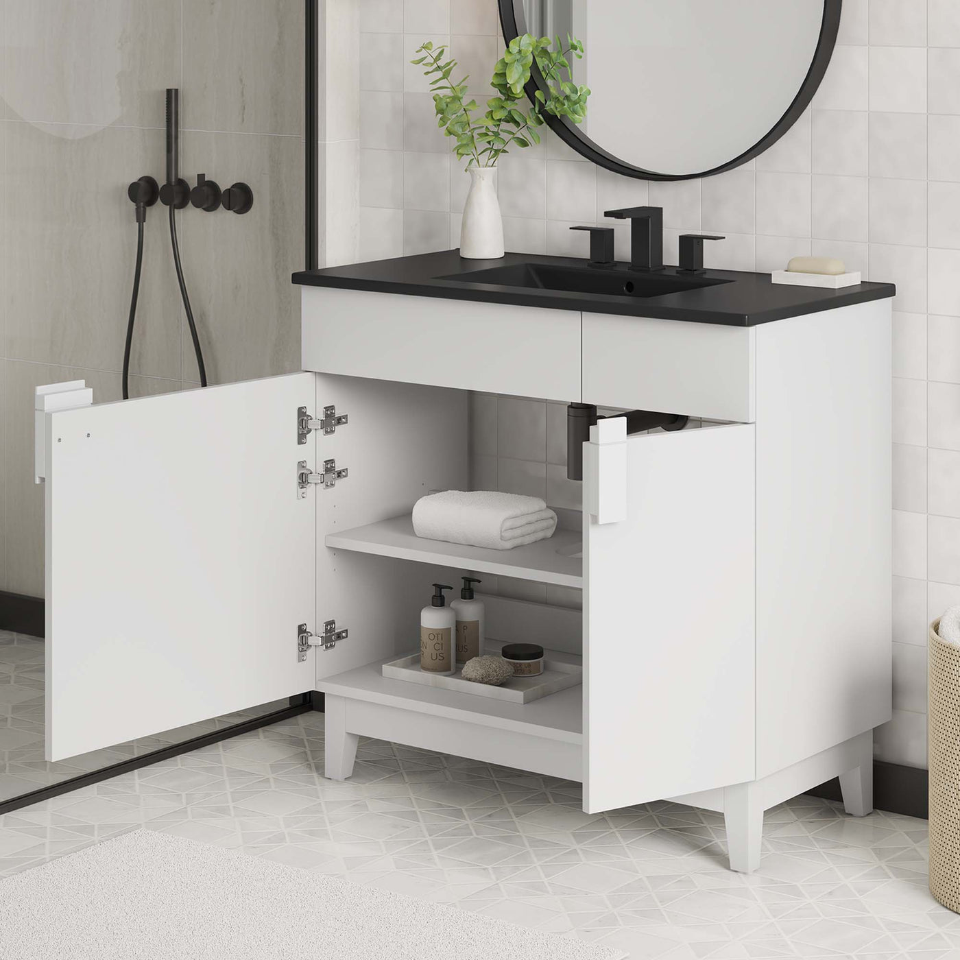 24" / 36" Miles Series Bathroom Vanity In Various Colors  | Modern Design Vanity With Basin For Homes, Hotels image 1