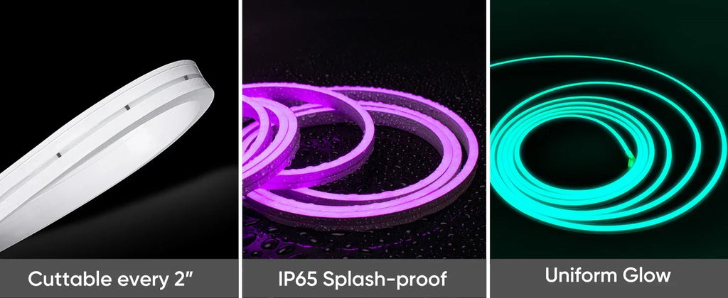 24V, 32FT Smart RGB LED Neon Rope Light, IP65, Cuttable, App & Remote Control
