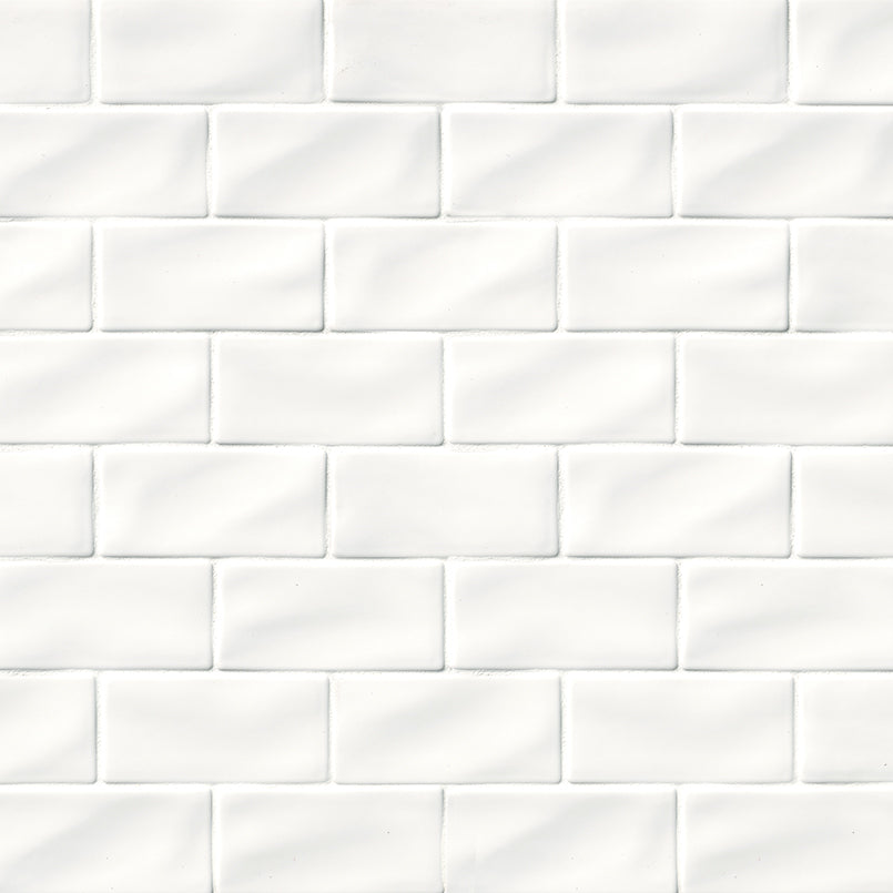 Whisper White Glazed Handcrafted Subway Tile 3x6 | Wall Tile | Backsplash Tile | Ceramic | Greenguard Gold, USGBC/LEED | 8 Pieces Per Box image 1