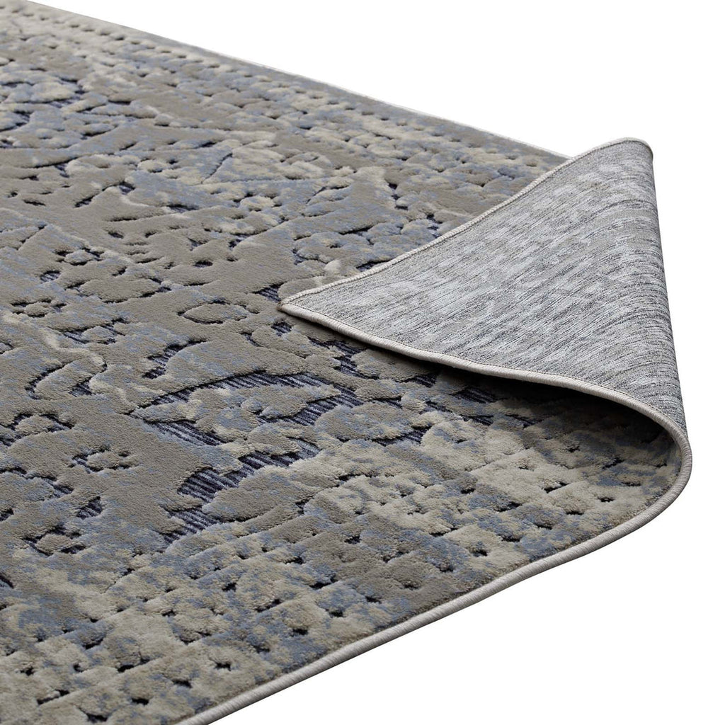 Margarida Distressed Vintage Turkish Area Rug | Blue and Cream | 5X8 &amp; 8X10 Size Options | Textured Soft Low Pile Weave | Gripping Rubber Underside | Polypropylene / Chenille Yarn image 5