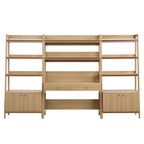 Bixby 3-Piece Wood Office Desk and Bookshelf | Walnut, Walnut White &amp; Oak Color Options | Particleboard &amp; MDF | Full-Extension Drawers | Tiered Desk and Bookshelf image 3
