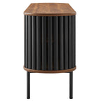 Fortitude 71" TV Stand | Oak &amp; Walnut Black Finish Options | Metal Legs | Open Back Design | Adjustable Shelves | Two Sliding Doors | MDF and Particleboard image 8