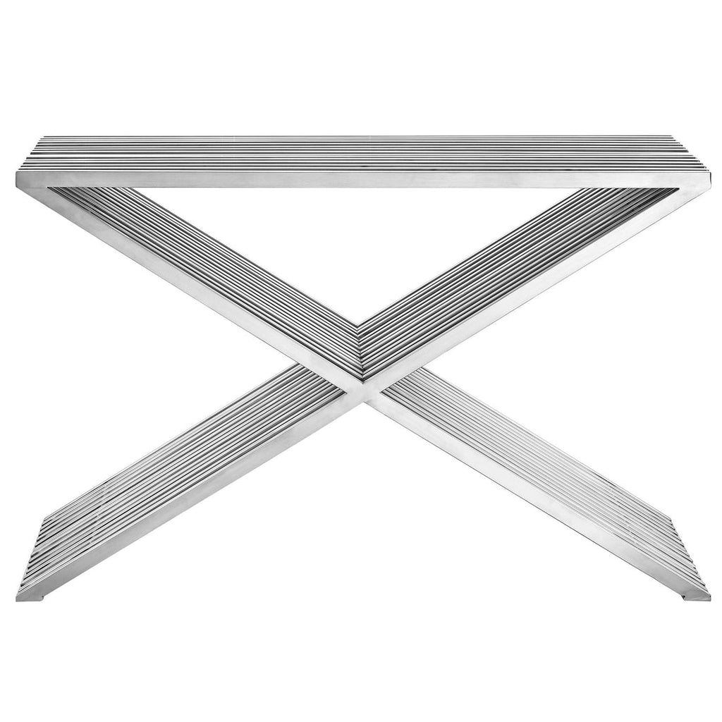 Press Stainless Steel Console Table in Silver image 2