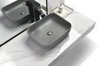 Tuscany 19-3/4"W x 15-3/8"D Matte Gray Ceramic Rectangular Bathroom Vessel Sink | Matte Gray Color | Bette Series | Premium Quality Ceramic Construction image 3