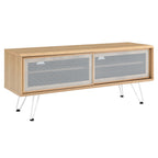 Nomad 47" TV Stand | Oak &amp; Walnut Finish Options | Industrial Modern TV Stand | Sliding Mesh Doors | Honeycomb Core | Wood Grain Laminate | Hairpin Legs image 7