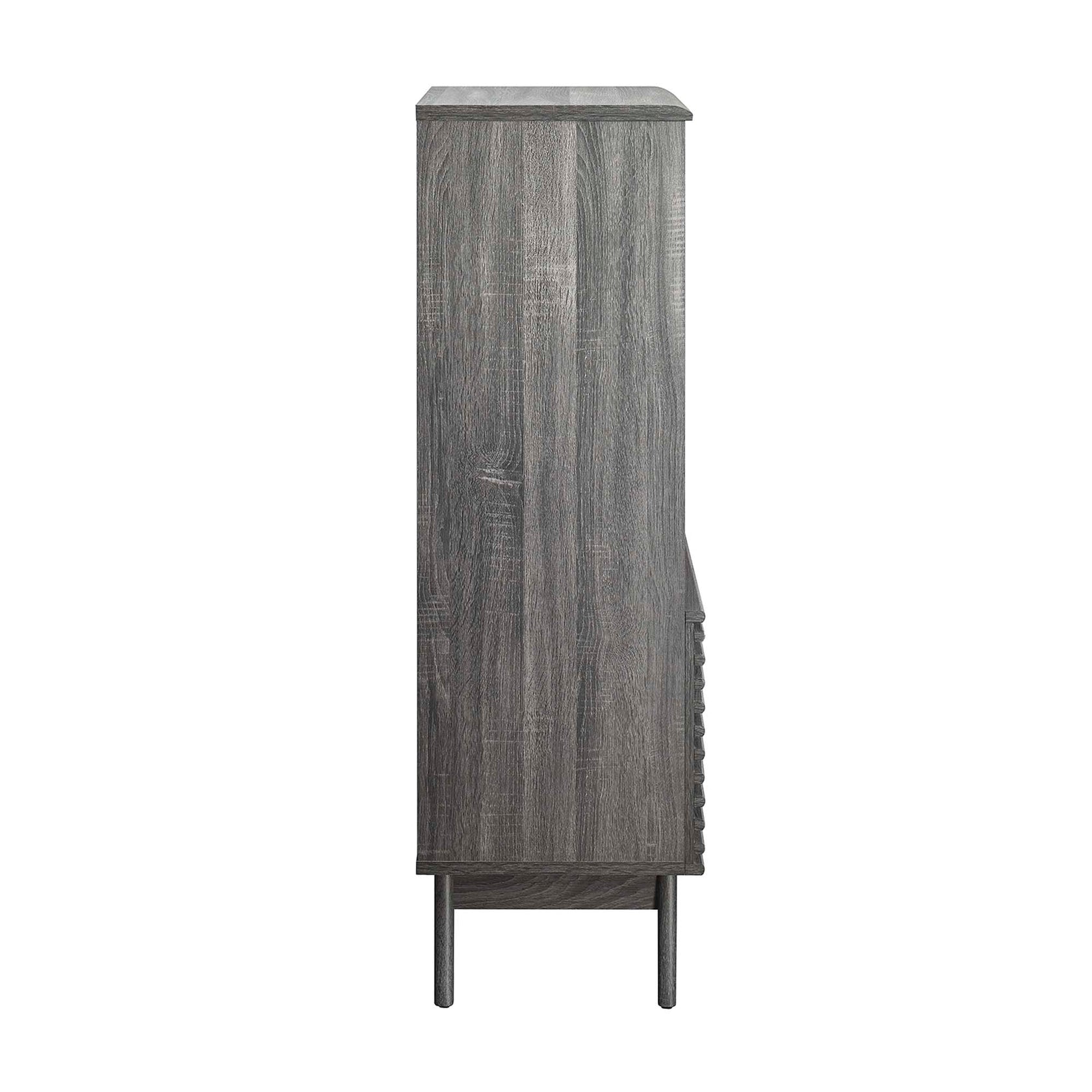 Render Display Cabinet Bookshelf | Oak &amp; Charcoal Color Options | Mid-Century Display Cabinet | Smooth Wood Grain Laminate | Soft-Close Hinges image 7