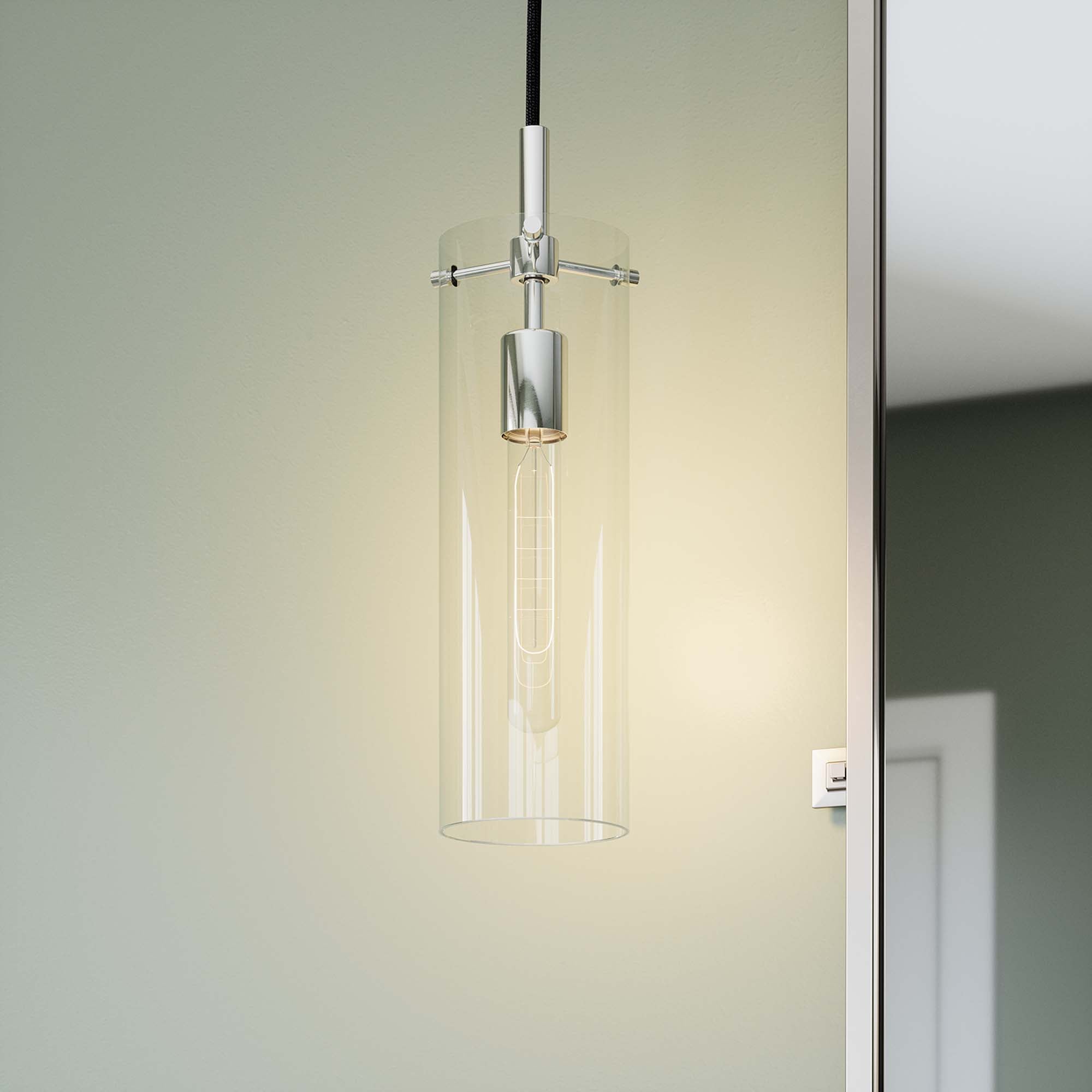 Skylark Pendant Light | Clear Polished Nickel And Clear Black Color Options | Ideal For Living Room, Bedroom, Kitchen, Dining Area, Bathroom, Or Office  | Pack Of 4 image 0