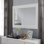 40" Dakota White Mirror | Framed Mirror For Vanities &amp; Living Spaces | Contemporary Design With Mid Century Style image 0
