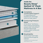 Beauty Sleep Soothing Nights™ 14” Plush Quilted Mattress In A Box | Beautyrest® Pocketed Coil® Technology | AllCool™ Gel Memory Foam | Contouring Pressure Relief | CertiPUR-US® Certified | 10-Year Limited Warranty | 100-Night Trial image 2
