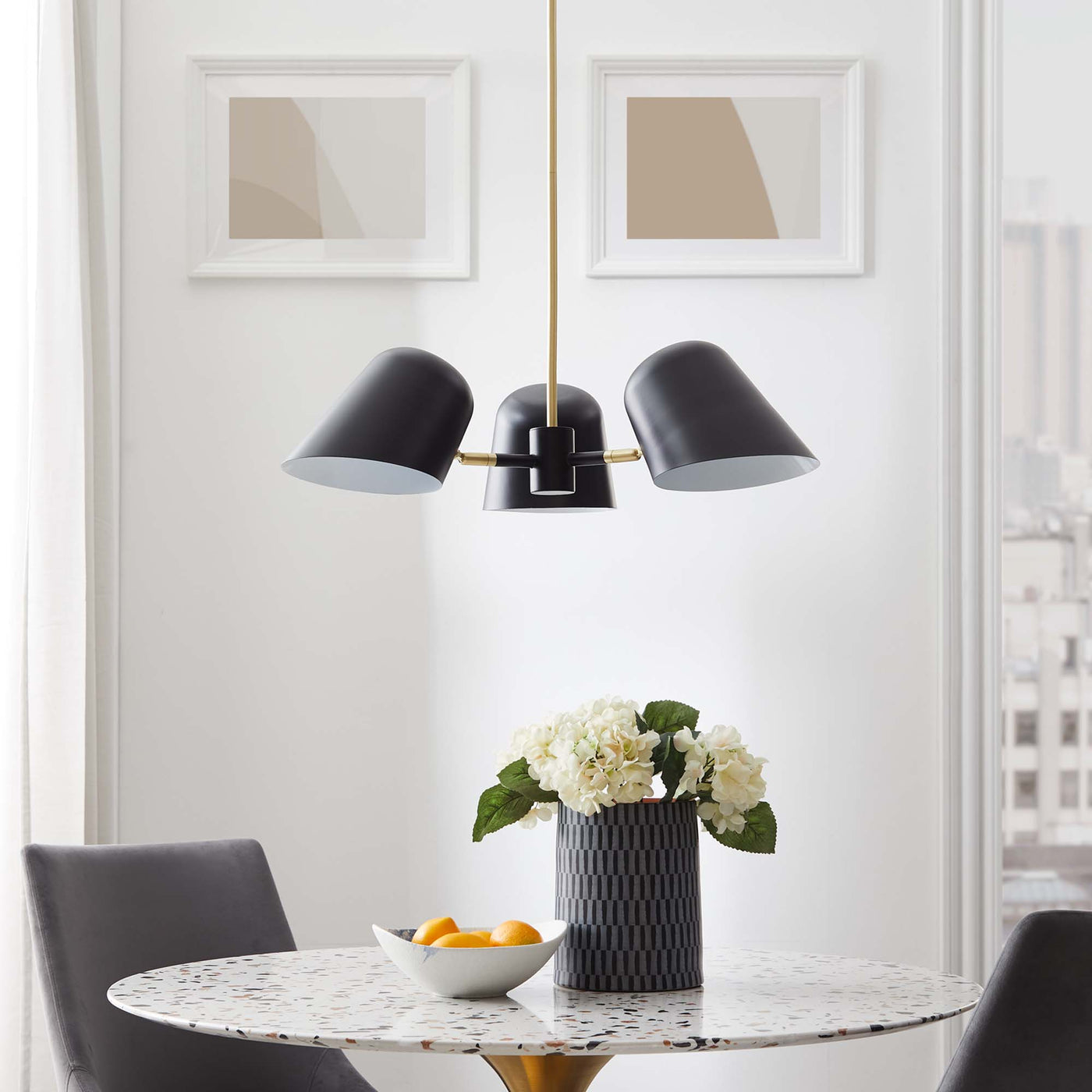 Briana 3-Light Pendant Light | White &amp; Black Color Options | Ideal for Living Space, Bedroom, Kitchen, Dining room, Bathroom, Or Office image 1