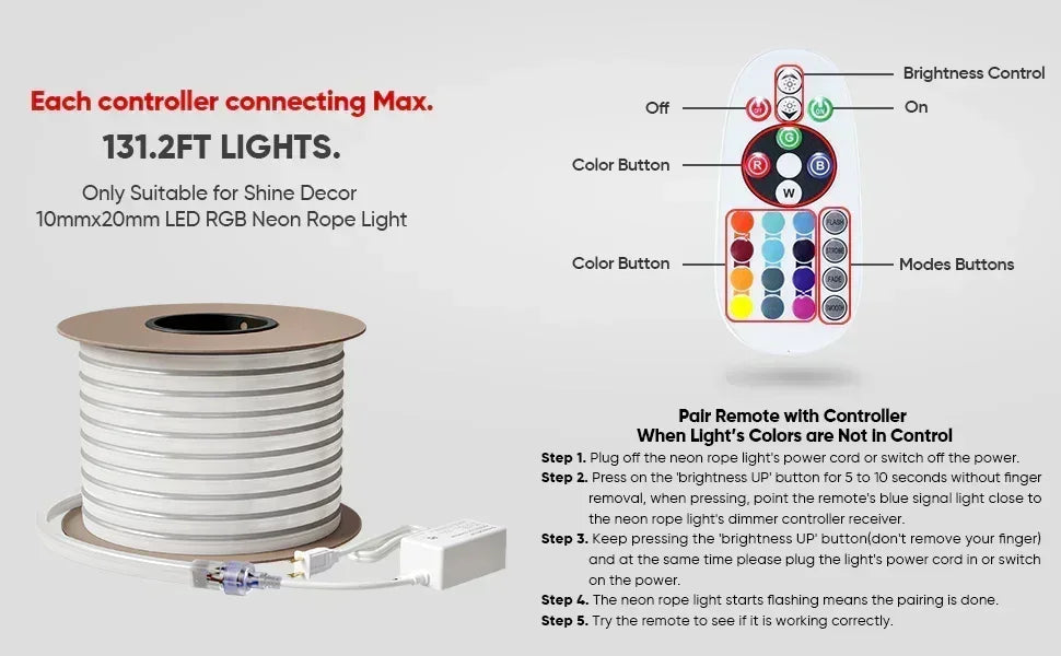 Extra Controller Pack for 110V 10x20mm RGB Neon Light-Eco RGB Neon