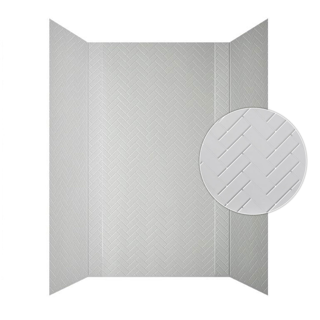 Herringbone Shower Wall Tiles For Shower and Tub Surrounds | Glue Up Easy To Install | 3 Wall Set image 0