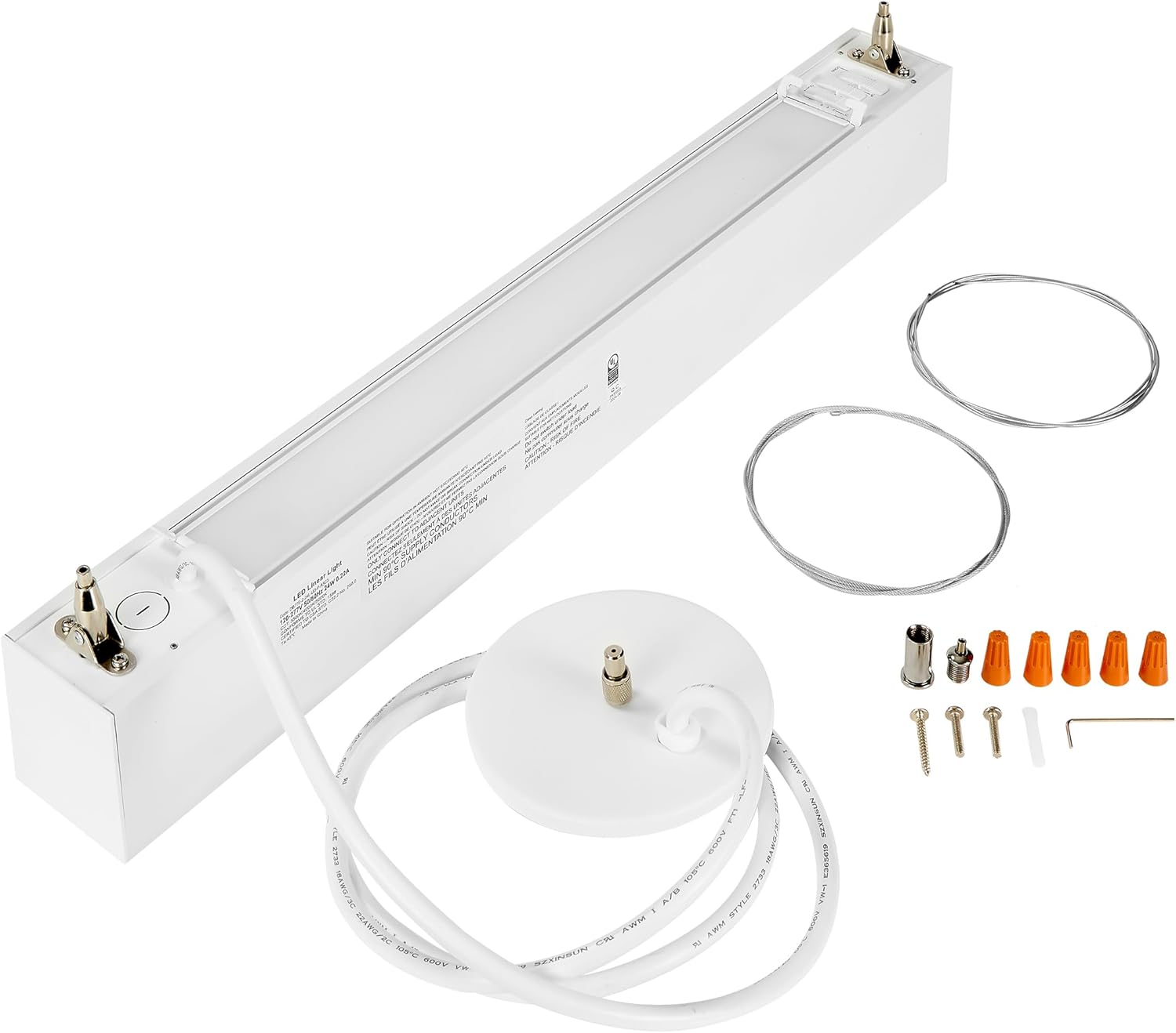 White LED Architectural Suspended Linear Light - Down Only | 2 FT &amp; 4 FT  Sizes | 3000K/4000K/5000K CCT Tuneable | 0-10V Dimming | DLC Premium Listed | Ideal for Office, Home, Shop, Garage, School | Pack of 4 image 4