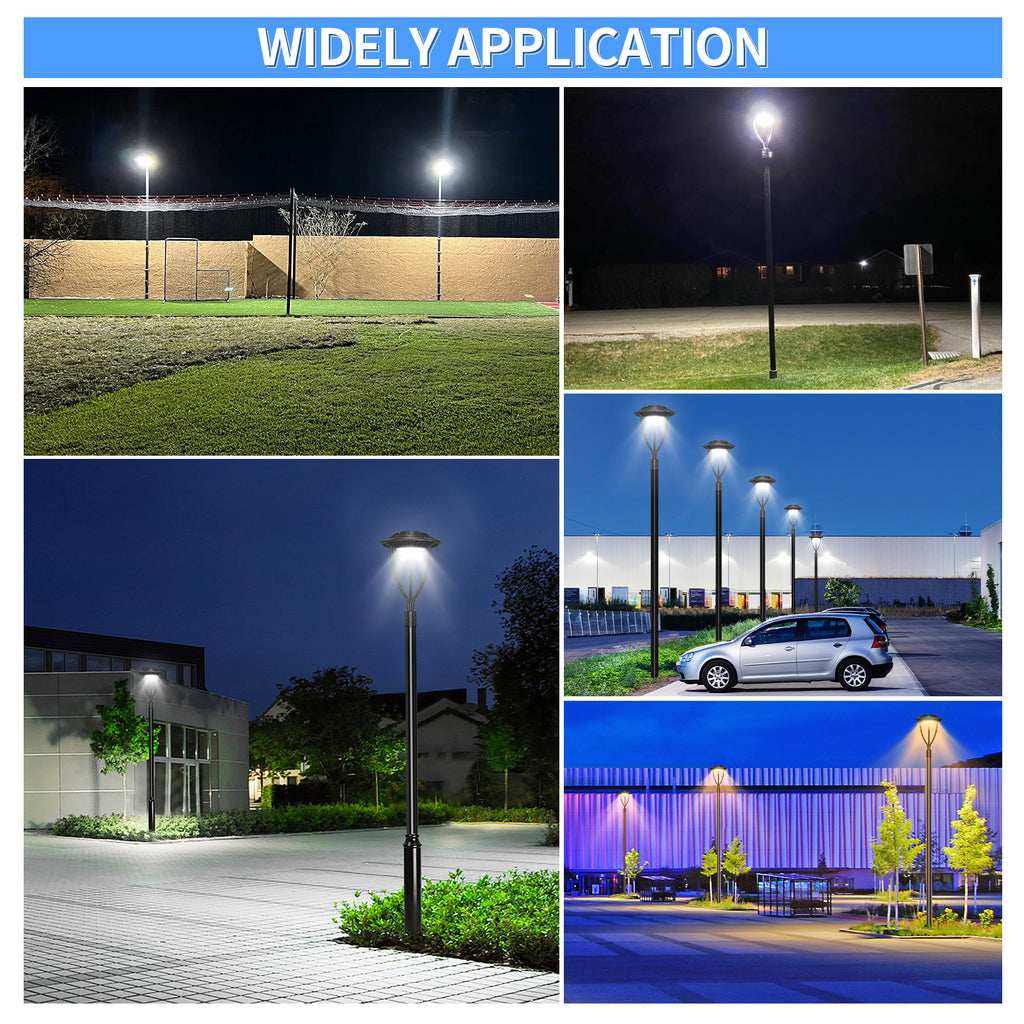 LED Post Top Pole Light with Dusk to Dawn Photocell, 60W/80W/100W/150W Options, 3000K/4000K/5000K CCT Tunable, LED Garden Area Lights for Pathway IP65 Waterproof image 3