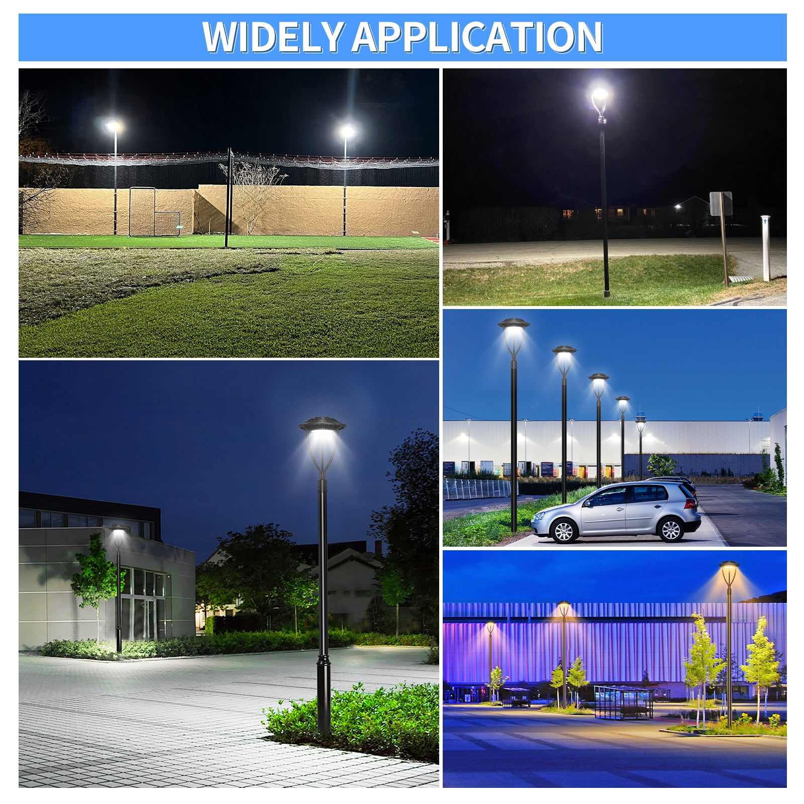 LED Post Top Pole Light with Dusk to Dawn Photocell, 60W/80W/100W/150W Options, 3000K/4000K/5000K CCT Tunable, LED Garden Area Lights for Pathway IP65 Waterproof image 3