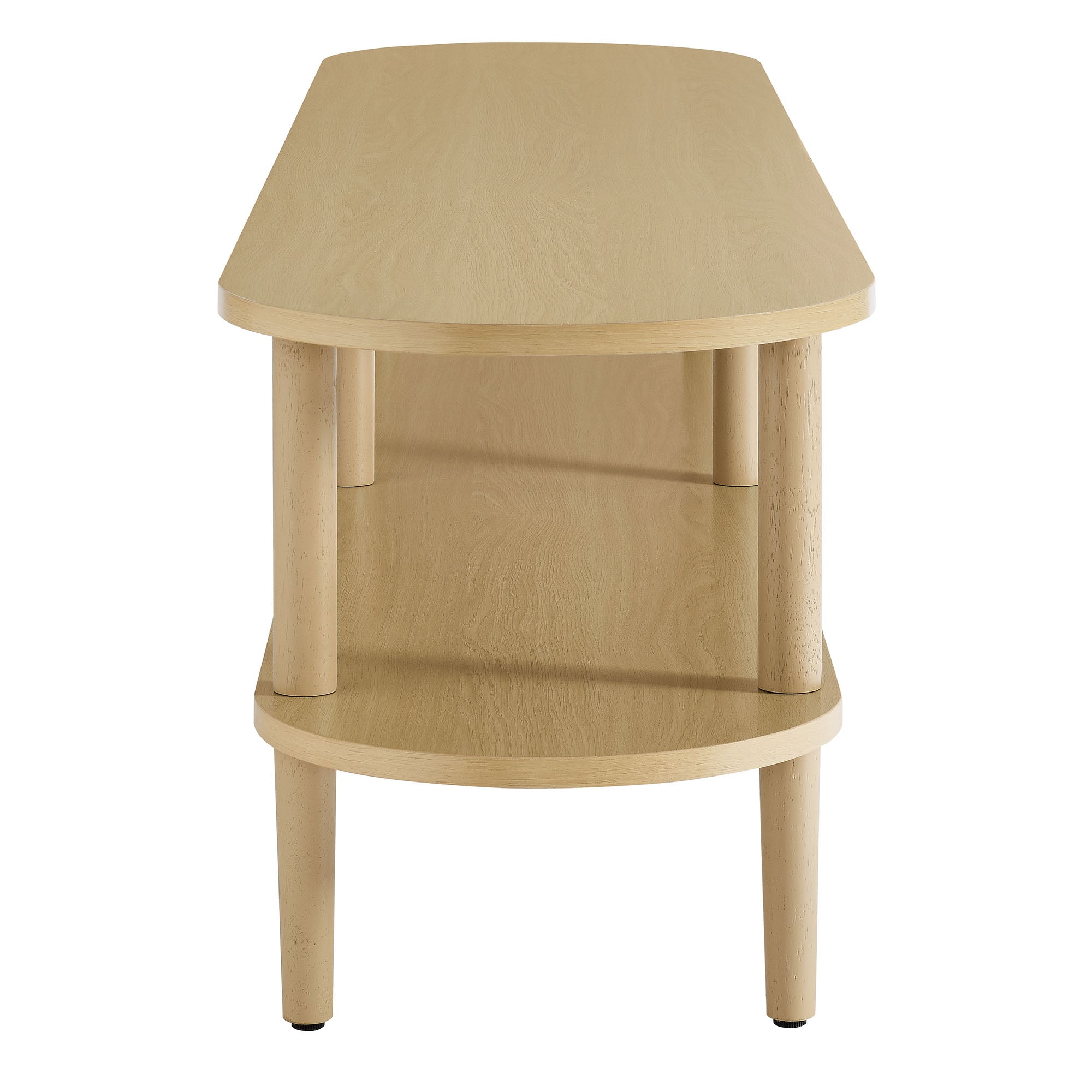 Torus Oval Wood TV Stand | Light Oak &amp; Walnut Finish Options | Oval TV Table | Wood Construction | Laminate Finish | 6 Wood Legs image 1