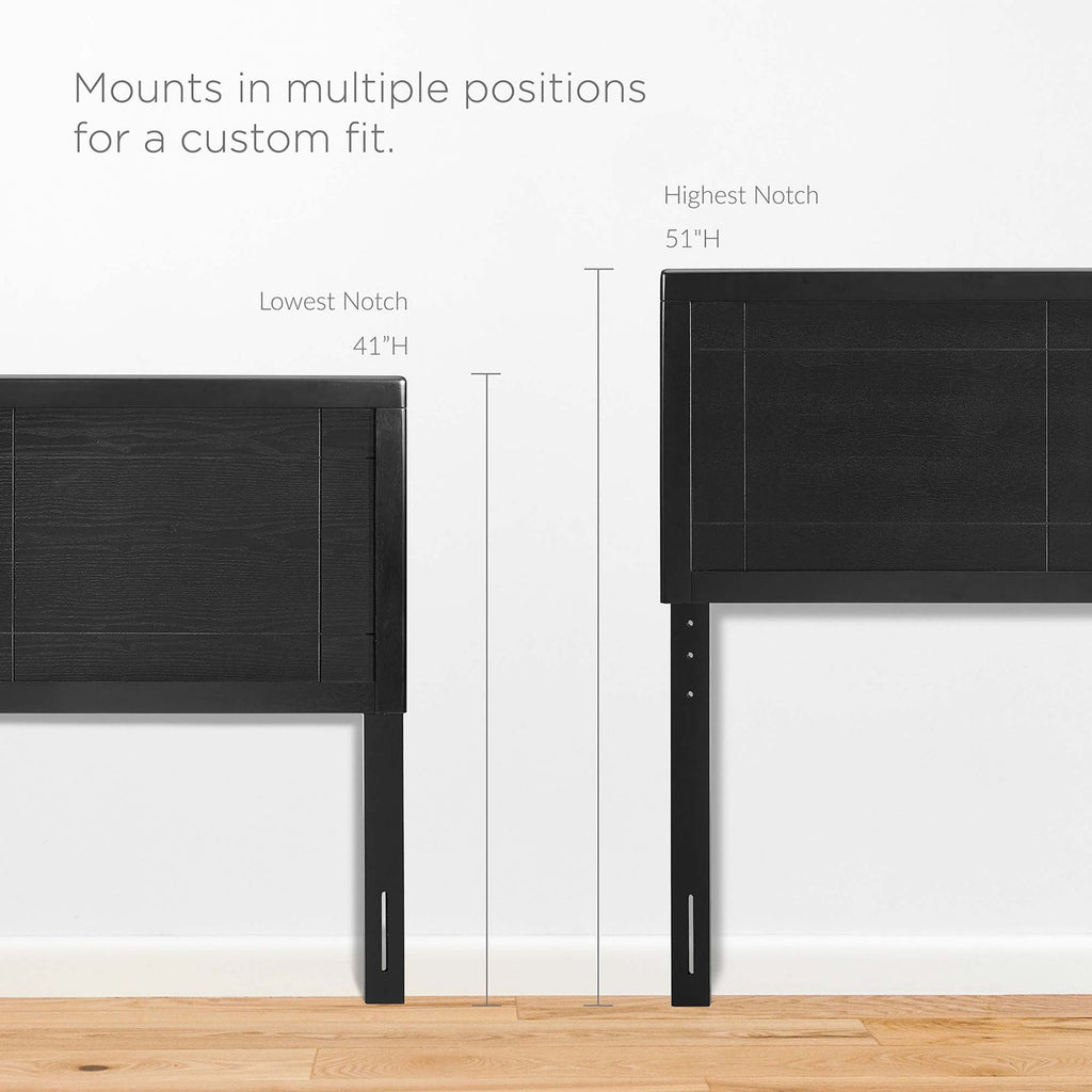 Archie Wood Twin Headboard | Rubberwood &amp; MDF Veneer | Twin, Full, Queen &amp; King Sizes Available | Black, Gray, Walnut Color Options | Pack Of 2 image 5