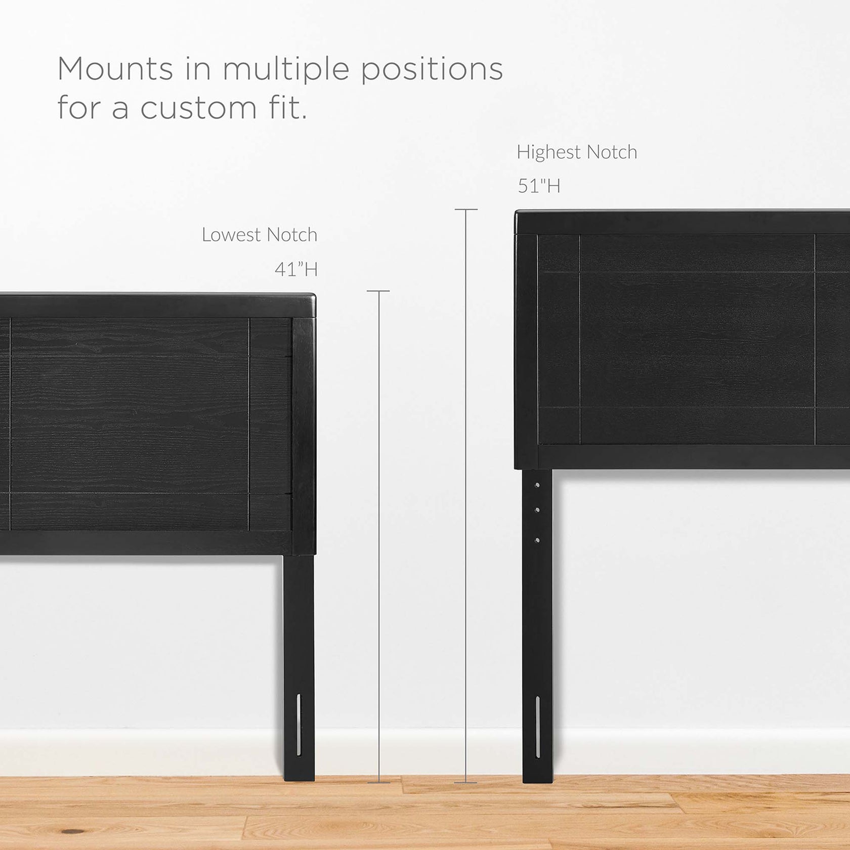 Archie Wood Twin Headboard | Rubberwood &amp; MDF Veneer | Twin, Full, Queen &amp; King Sizes Available | Black, Gray, Walnut Color Options | Pack Of 2 image 5