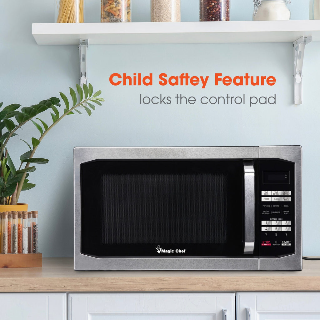 Magic Chef 1.6 Cu. Ft Countertop Microwave | 1100 Watt | Stainless Steel Door | Digital Display | 6 Auto Cooking Modes | Child Lock | 8 Years Warranty On Magnetron image 12
