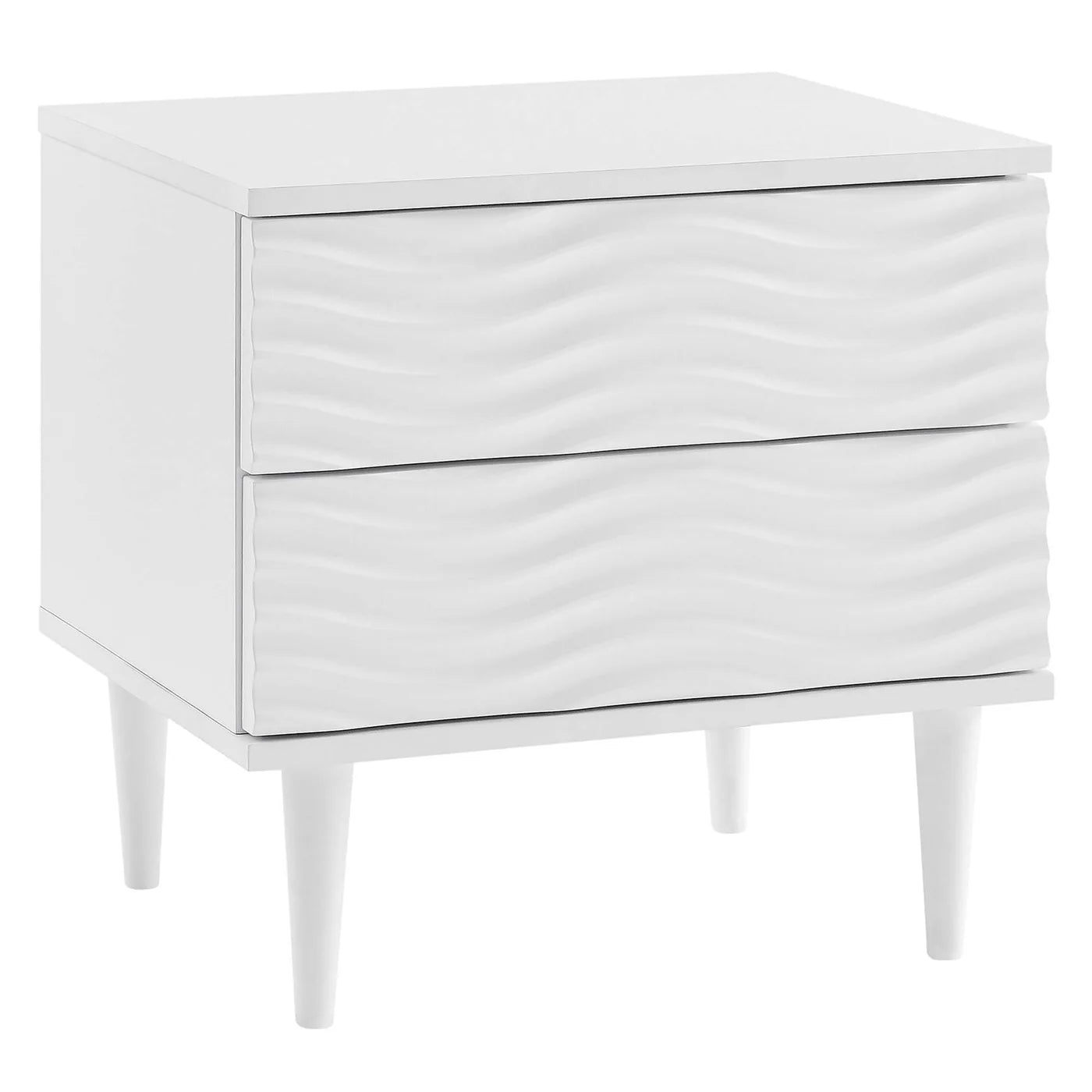 Wavelet White 2-Drawer Nightstand image 1