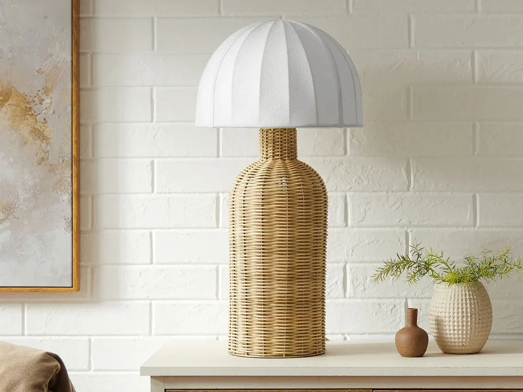 Santo White Natural Rattan Table Lamp with Dome Shade | Pack of 2 image 8