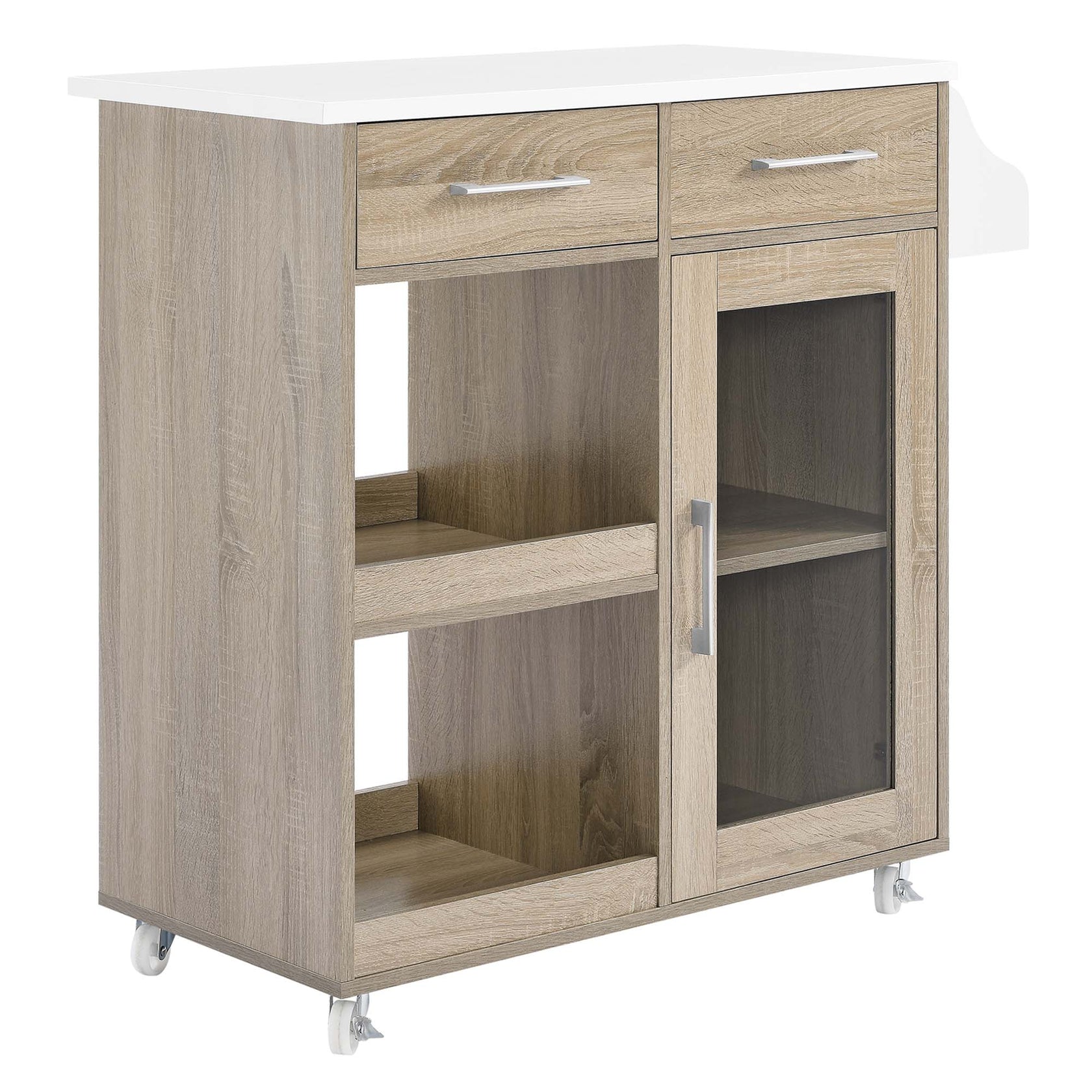 Culinary Kitchen Cart With Spice Rack | Rubberwood Top | Light Gray Natural, White Natural, Charcoal Natural &amp; Oak White Options image 1