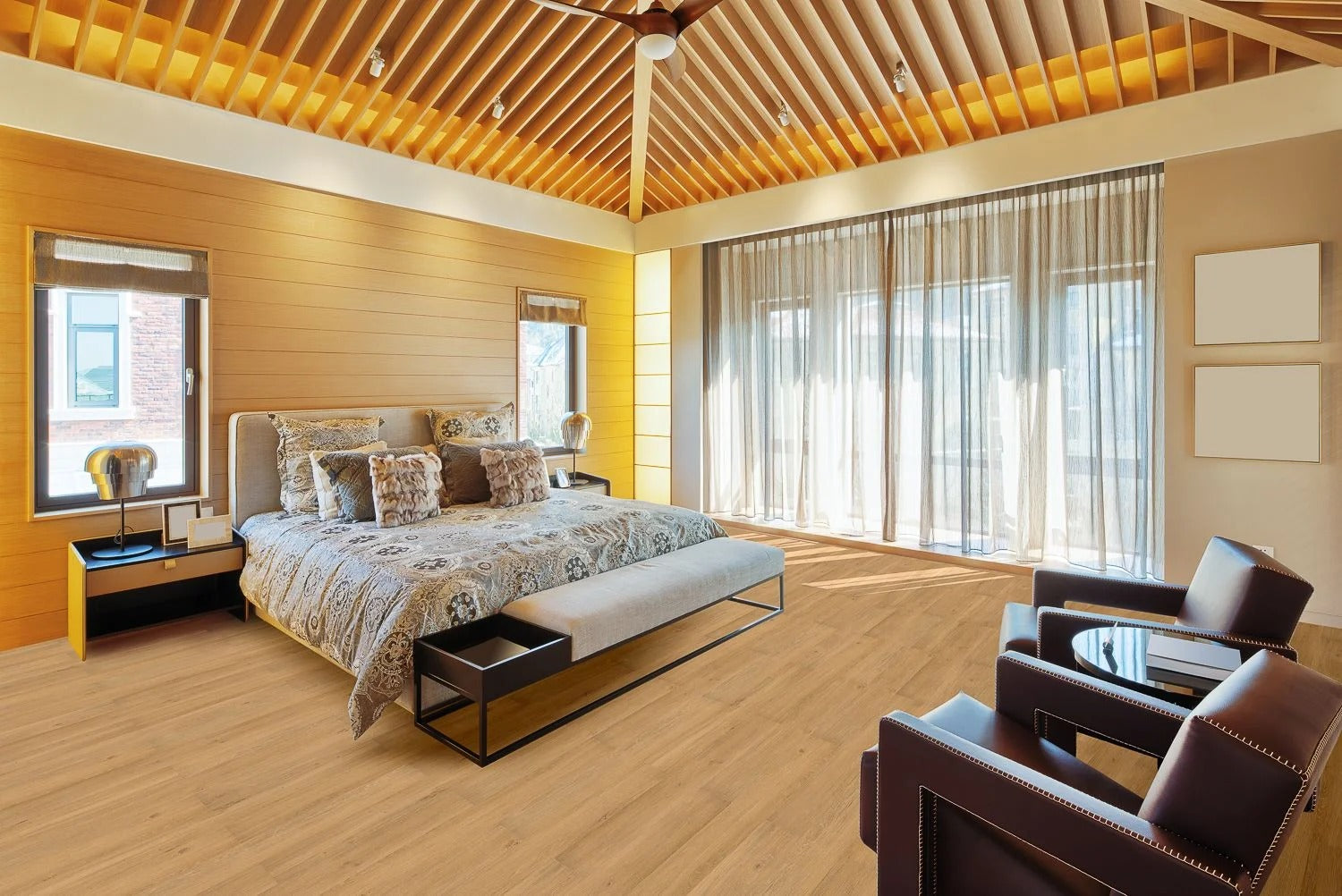 5 mm SPC Vinyl Flooring | 7" X 48" Plank | 1 mm IXPE Padding Attached | 22 Mil Wear Layer Plus 6 Mil UV Layer | Click Lock Installation | Juna Fortika Series 1514 | Fire Resistant | FloorScore® Certified | 1 Box (10 Planks) image 2