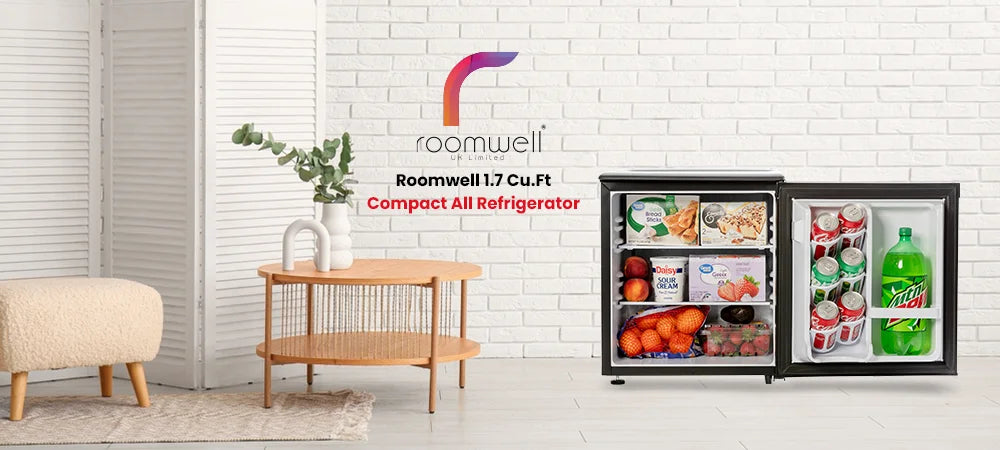Roomwell UK 1.7 Cu.Ft Mini Fridge Without Freezer | Scratch-Resistant Worktop | 2 Years Replacement Warranty | A Space-Saving Marvel for Bedroom, Dorm, and Office image 3